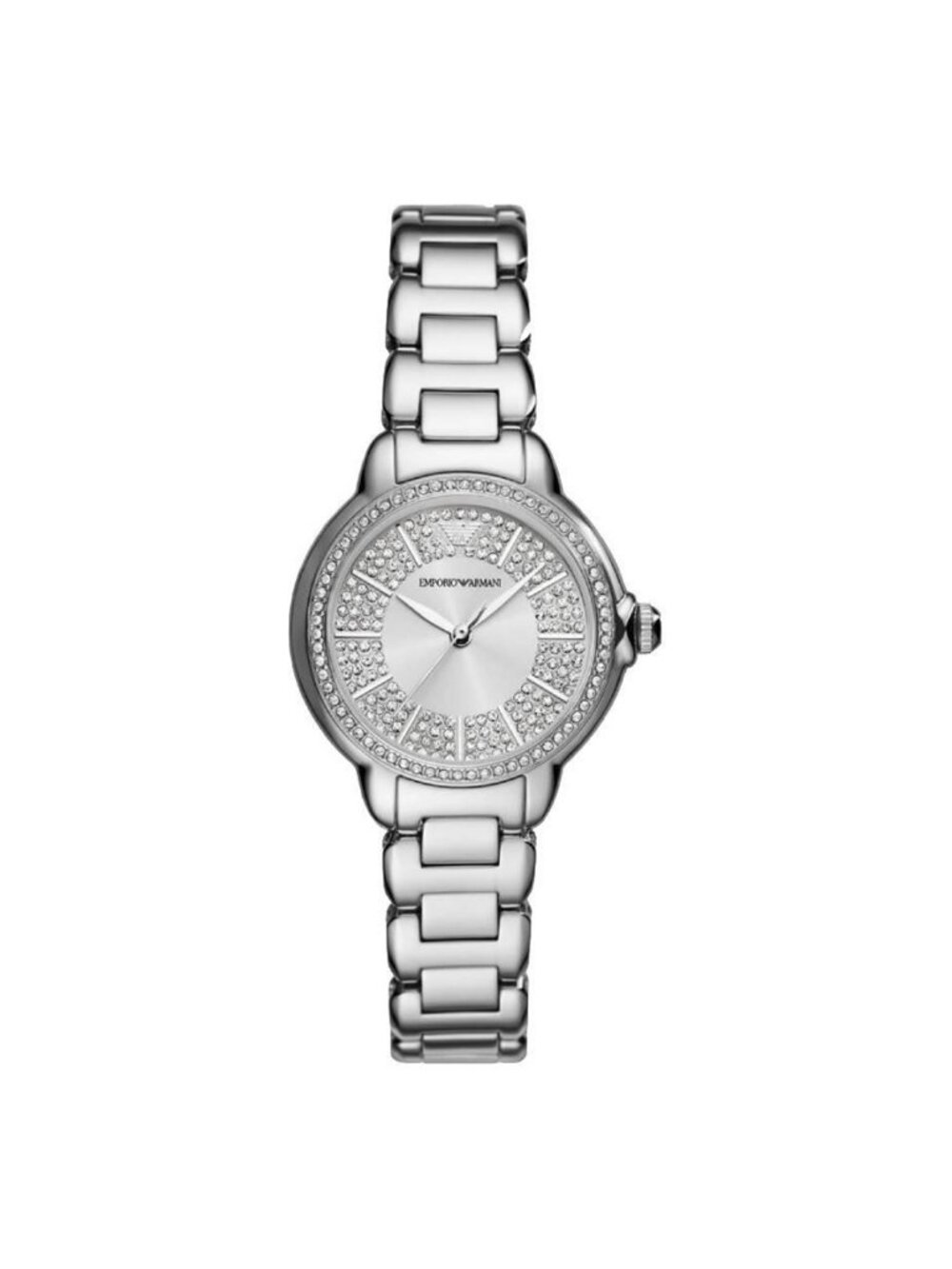 NWT Emporio Armani Quartz Crystal Silver Dial Ladies Watch